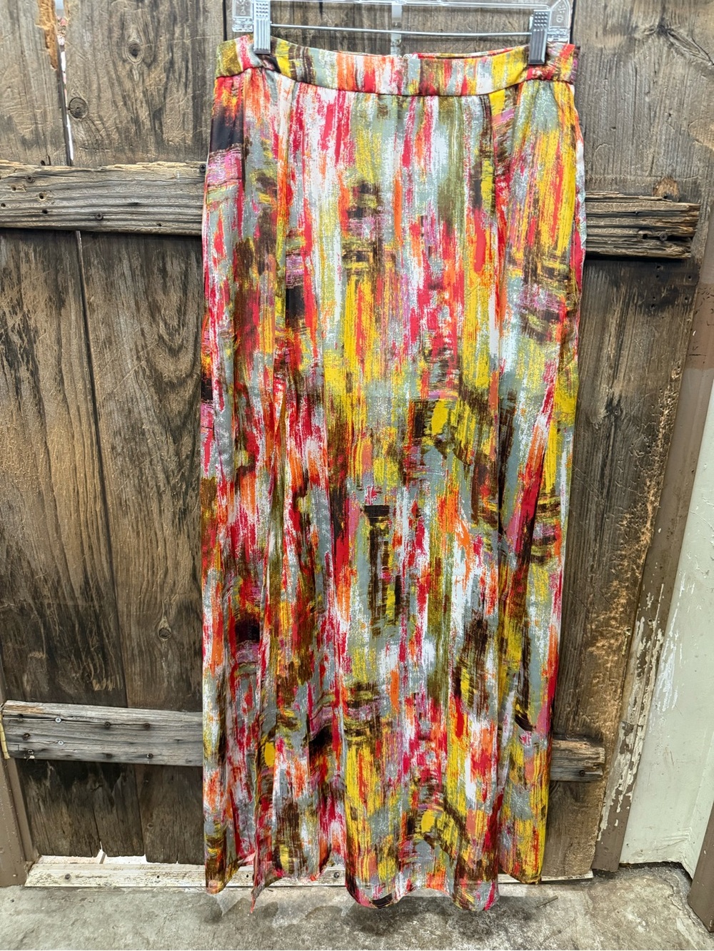 Windsor Brushstroke Maxi Skirt in Red, Yellow & Green
